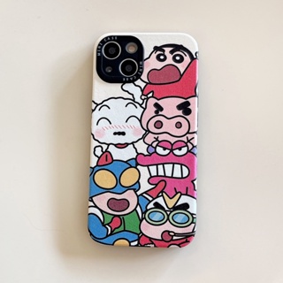 เคสป้องกันโทรศัพท์มือถือหนัง ลายการ์ตูนชินจัง กันกระแทก สําหรับ iPhone 15Promax 15Pro 15 14Promax 14Pro 14 13Promax 13Pro 13 12 11