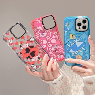 Casetify เคสโทรศัพท์มือถือแบบนิ่ม TPU ใส กันกระแทก ลายแมว Queen of Hearts&amp;Cheshire สําหรับ iPhone 14 13 12 11 Pro Max X XS Max XR 7 8 Plus SE 2020