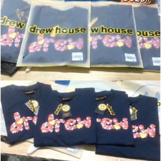 ใหม่ เสื้อยืดลําลอง แขนสั้น พิมพ์ลายตัวอักษร Drew House ดอกไม้ สําหรับคู่รัก