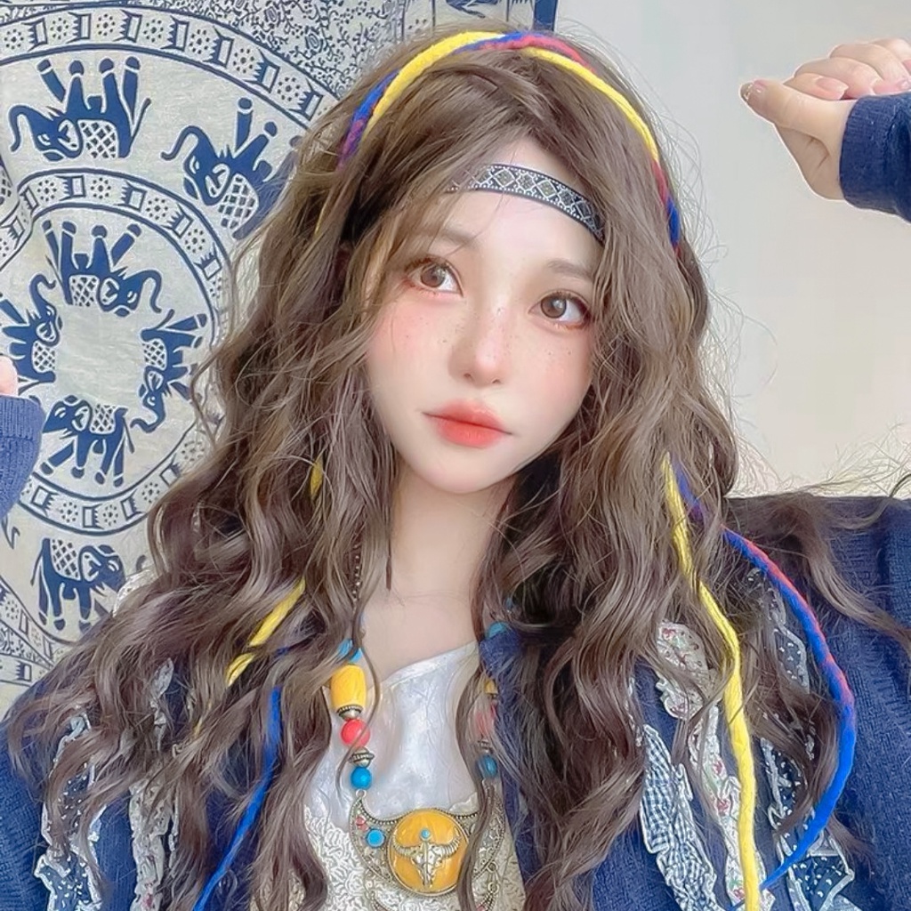 [มีจําหน่าย] วัยรุ่น/โลลิต้า/วิกผมลอนคอสเพลย์ BHT096 สีน้ําตาลเย็นและหยิกสีแดง [Miu Cosplay]