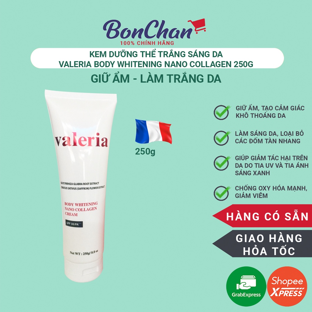 [ ผลิตภัณฑ ์ ของบริษัท ] Valeria Body Whitening Nano Collagen Brightening Body Cream 250g