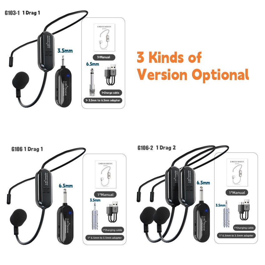 [Shopee Choice] ชุดหูฟังไมโครโฟนไร้สาย 2.4G Head-mounted / Handheld Mic 2 in 1 160ft Range ไมโครโฟนสําหรับลําโพงเครื่องขยายเสียงระบบ PA สอน