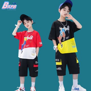 Bxpb- ชุดเสื้อแขนสั้น กางเกงขาสั้น ระบายอากาศ ทรงหลวม สไตล์เกาหลี สามสี สําหรับเด็ก