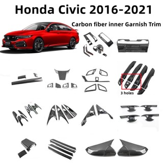 ฝาครอบตกแต่งภายในรถยนต์ สไตล์คาร์บอน สําหรับ Honda Civic 2016-2021