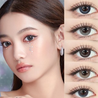 คอนแทคเลนส์ คอนแทคเลนส์สี 🌈SDJH🌈บิ๊กอาย น้ำตาล เทา (Wink) contact lenses 1คู่