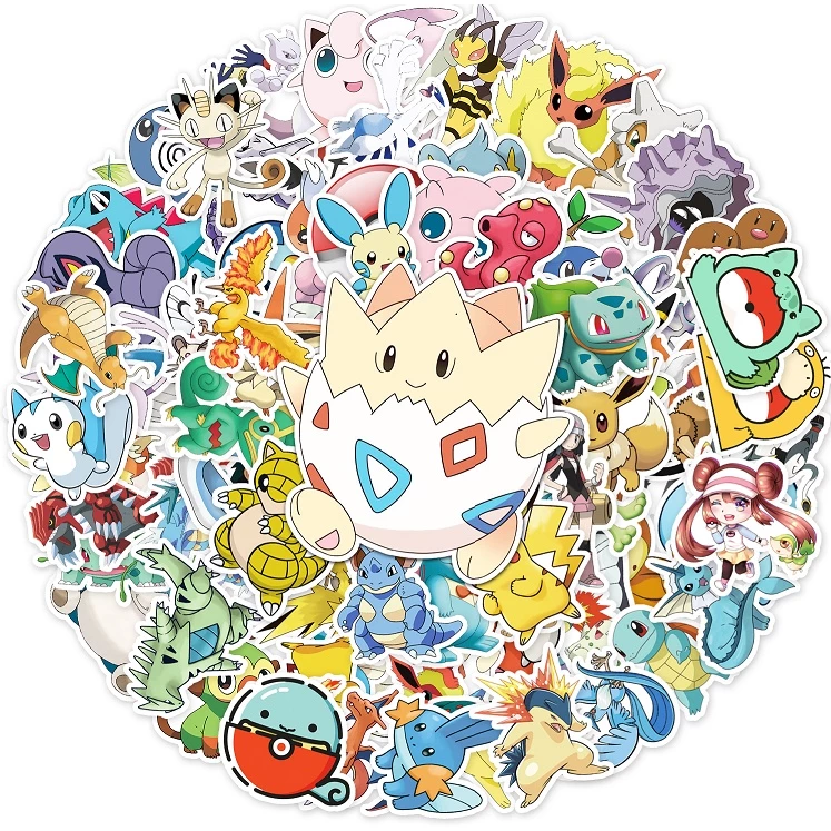 100 ชิ้นตลก Pokemon Pikachu สติกเกอร์กันน้ํา DIY สําหรับโทรศัพท์แล็ปท็อปรถสติกเกอร์ Creative Home Decal