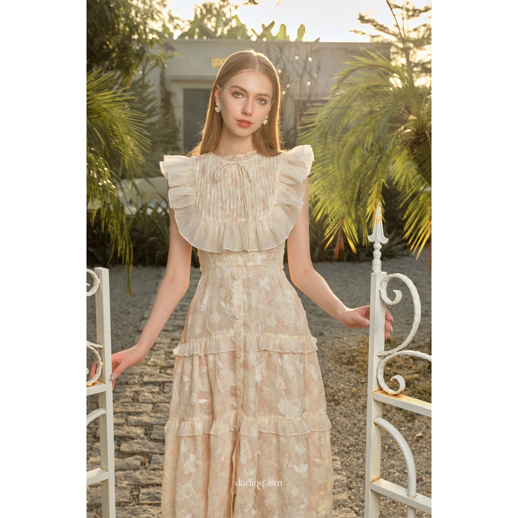 DARLING.ISM - เดรสลายดอกไม้ยาวคอปกจีบ Emi เดรสชีฟอง