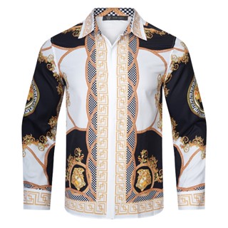 Versace เสื้อโปโล แขนสั้น ผ้าฝ้าย พิมพ์ลาย สไตล์คลาสสิก แฟชั่นสําหรับผู้ชาย และผู้หญิง