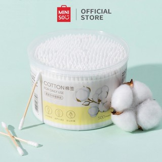 Miniso สําลีก้าน 500 แท่ง 2in1 หัวคู่ ปลายเครื่องสําอาง ทําความสะอาดสําลี