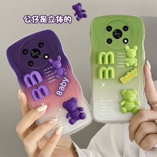 เคสโทรศัพท์มือถือกระจกนิรภัย แบบนิ่ม ลาย 3d สีเขียว สีม่วง สําหรับ huawei Nova Y90 10 pro X9 x7 70 Y90 10 10pro