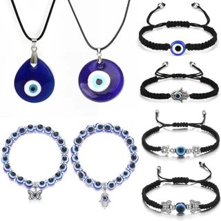 แฟชั่นตุรกีสร้อยข้อมือตาสีฟ้าสร้อยคอปีศาจจี้ Amulet Kabbalah ProtectionLucky สร้อยข้อมือสําหรับผู้หญิงสาวเครื่องประดับ