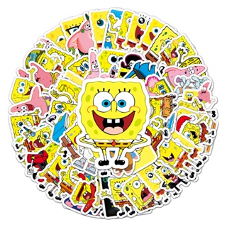 สติกเกอร์ กันน้ํา ลาย SpongeBob SquarePants DIY สําหรับติดตกแต่งรถยนต์ 60 ชิ้น