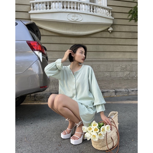 SAP- Summer Set เสื้อผ้าแอปริคอทและยางยืดอ่อนโยน