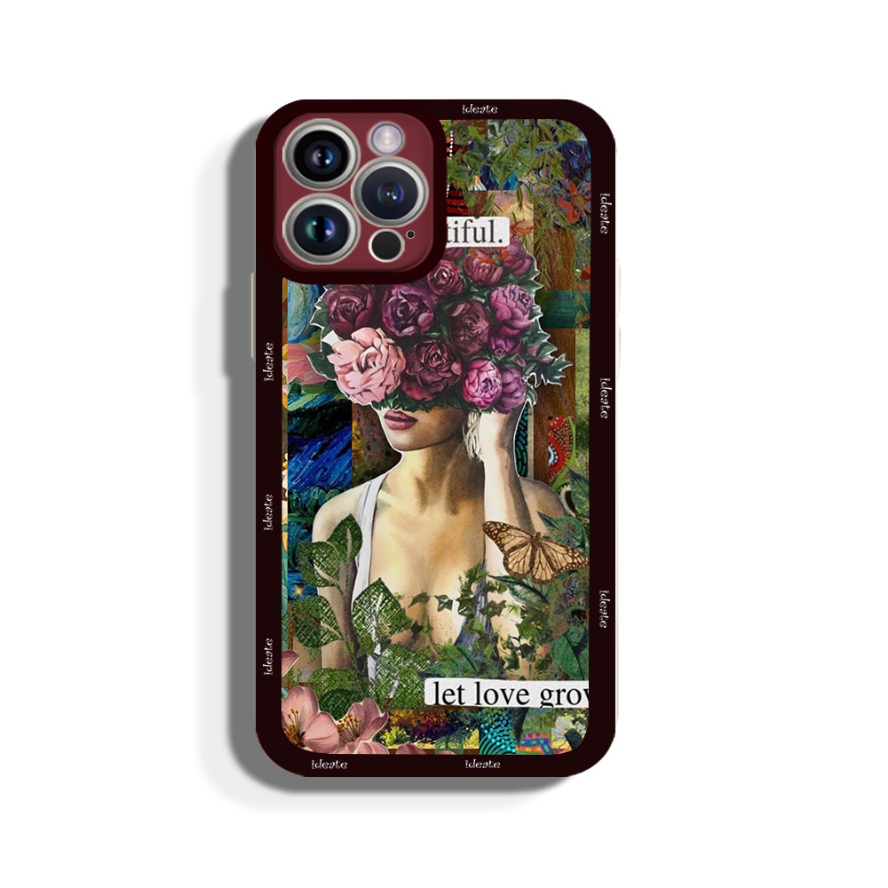 เคสไอโฟนขอบสี่เหลี่ยมสาวดอกไม้ 6plus/6s/6splus/7/7plus/8/8plus/x/xs/11/12/13/14/pro/max/plus/promax 