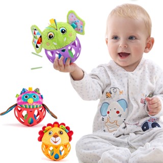 Cute Animal Lion Elephant Koala Hand Catch Ball Newborn Baby Rattle Toy Shaker Rattle Hole Ball Round Shape Childrens Early Education Toys