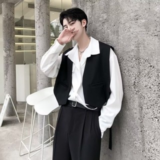 เสื้อกั๊ก ตัวสั้น ขนาดเล็ก แฟชั่นฤดูใบไม้ร่วง สไตล์เกาหลีเรโทร