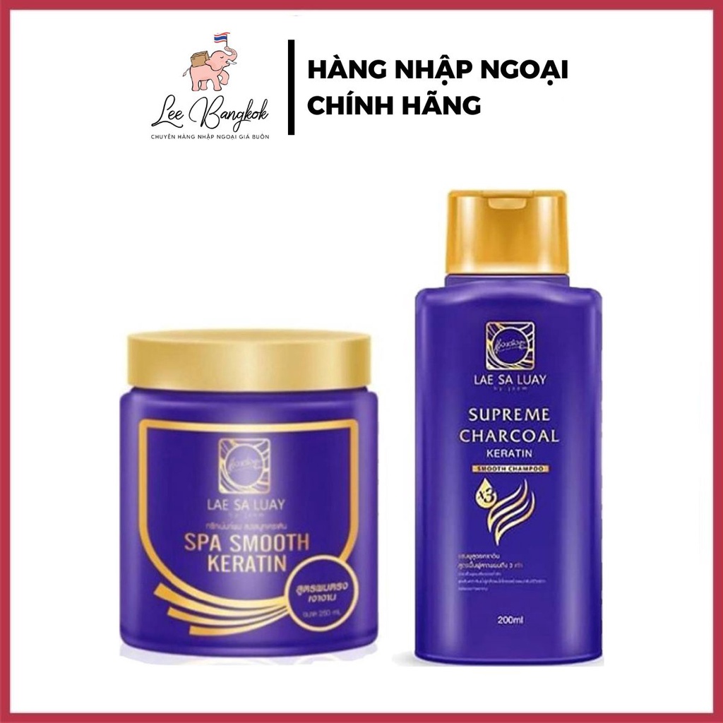 Combo Shampoo + Lae Sa Luay Spa Smooth Keratin Thailand Hair Treatment Cream