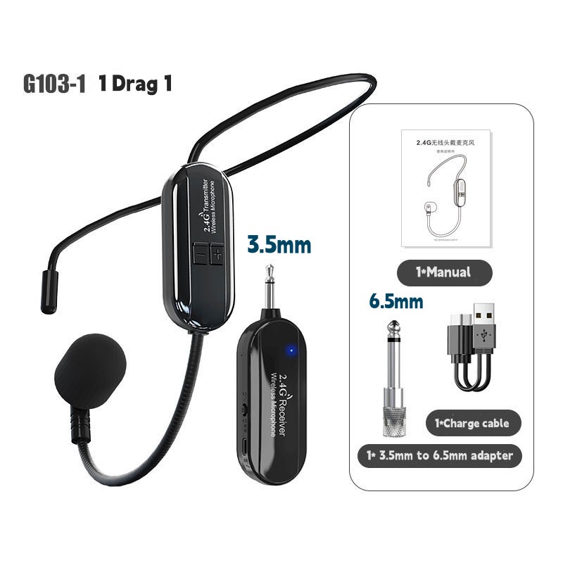 [Shopee Choice] ชุดหูฟังไมโครโฟนไร้สาย 2.4G Head-mounted / Handheld Mic 2 in 1 160ft Range ไมโครโฟนสําหรับลําโพงเครื่องขยายเสียงระบบ PA สอน
