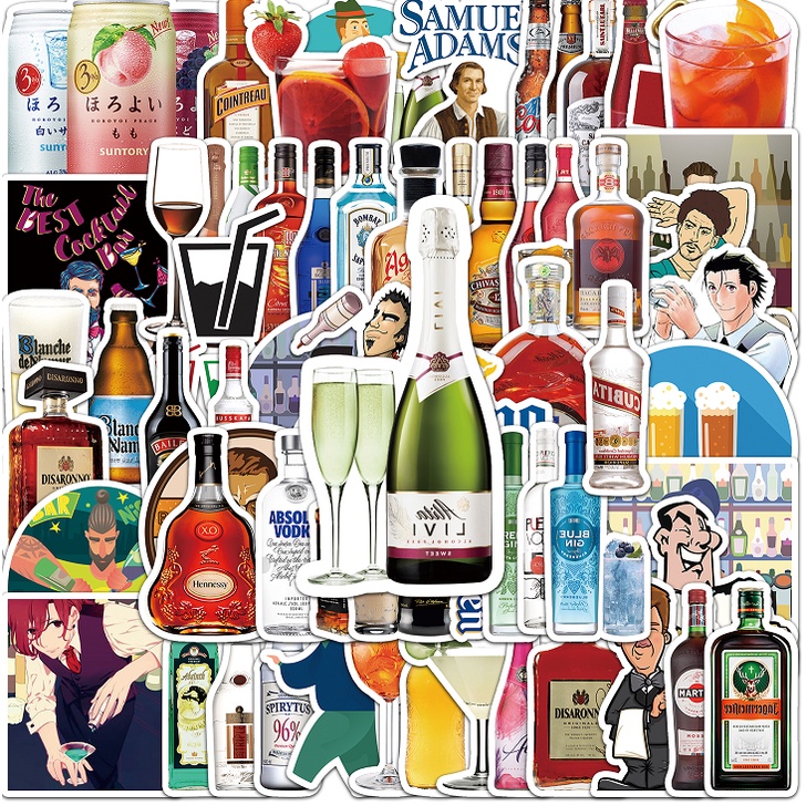 50 ชิ้นขวดตลกสติกเกอร์ไวน์กันน้ํา DIY สําหรับโทรศัพท์แล็ปท็อปรถสติกเกอร์ Creative Home Decal