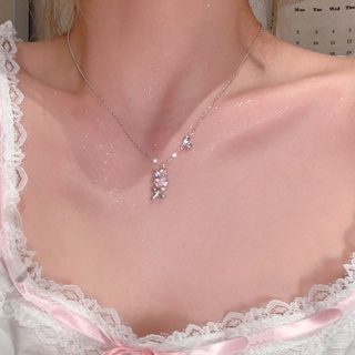 Fashion Women Jewelry Alloy Rhinestone Tulip Flower Pendant Necklace