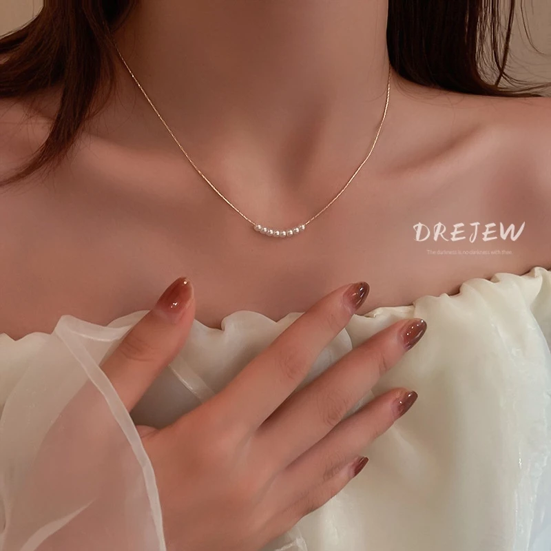 DREJEW สร้อยคอโซ่ ประดับไข่มุก ทรงเรขาคณิต หรูหรา เข้ากับทุกการแต่งกาย แบบเรียบง่าย สไตล์เกาหลี สําหรับผู้หญิง thumbnail 4
