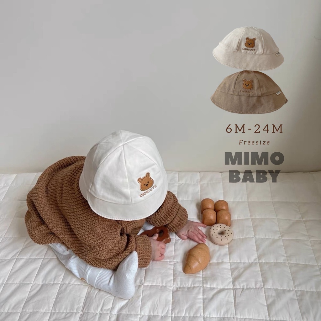 หมวกบักเก ็ ตปักลายหมีสไตล ์ เกาหลีน ่ ารักสําหรับเด ็ ก MH227 Mido Baby