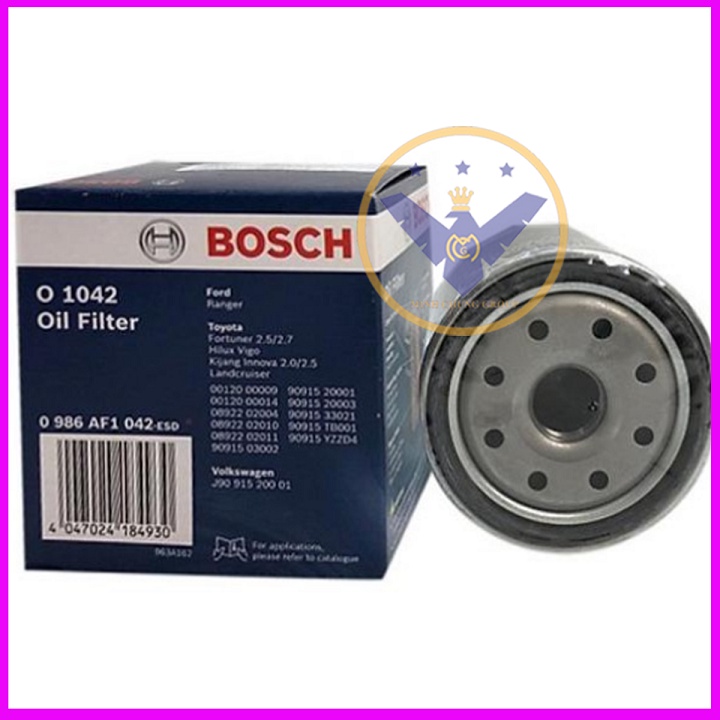 กรองน้ํามันเครื่อง Bosch, Toyota Innova, Fortuner, Hilux, Ford Focus, Fiesta 0986-AF1042