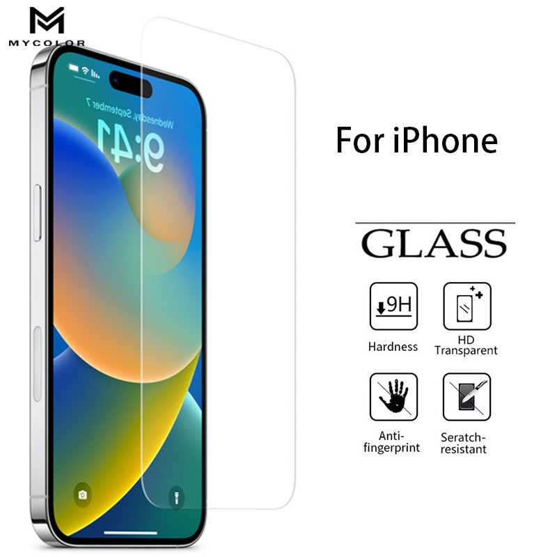 ฟิล์มกระจกนิรภัยกันรอยหน้าจอสําหรับ iPhone 15 Ultra 14 13 12 Mini 11 Pro Max XR XS Max 8 7 6s Plus 5s SE 2020 2023 5G 4G