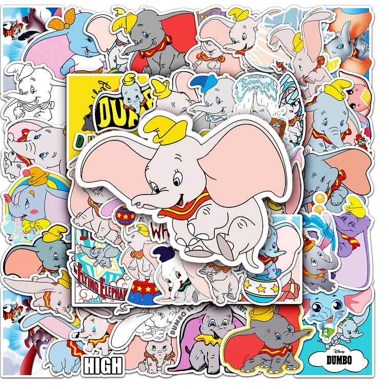 50 ชิ้นตลก FLYING ELEPHANT Dumbo สติ๊กเกอร์กันน้ํา DIY สําหรับโทรศัพท์แล็ปท็อปรถสติกเกอร์ Creative Home Decal