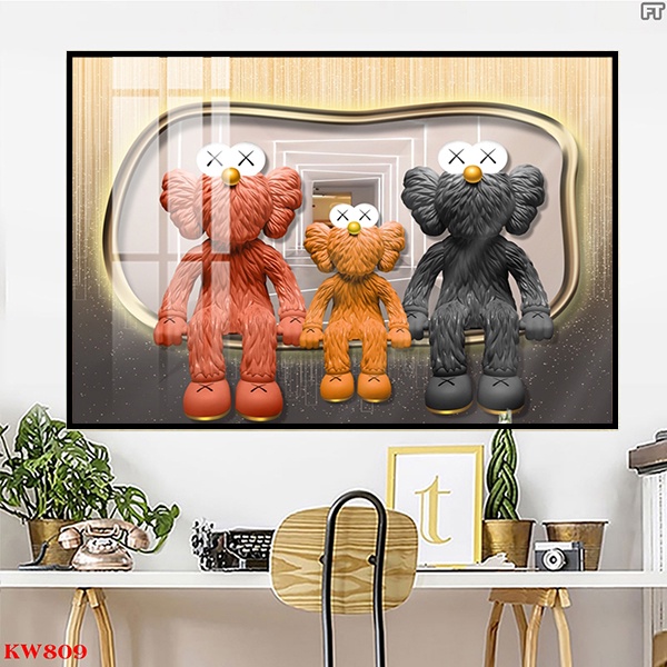 Kaws Wall Painting - Bearbrick Cool Cool 02 - ภาพวาดลามิเนตกระจก