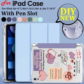 เคสหนัง ซิลิโคนนิ่ม พร้อมช่องใส่ปากกา สําหรับ Apple iPad Air Smart Flip Case Air5 10.9 นิ้ว 2022 Air4 2020 Air3 10.5 นิ้ว 2019 Air 2014 9.7 นิ้ว