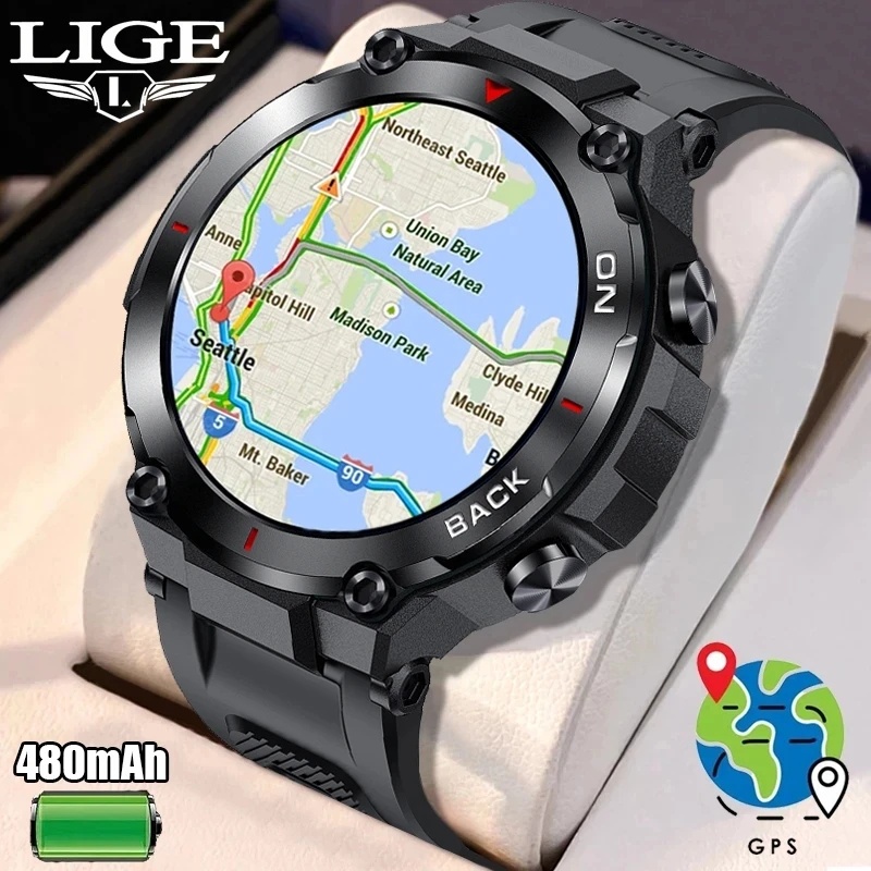 Lige K37 สมาร์ทวอทช์ นําทาง GPS นําทาง วัดอัตราการเต้นของหัวใจ แบตเตอรี่ 480mAh IP68 กันน้ํา สําหรับ