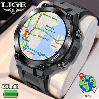 Lige K37 สมาร์ทวอทช์ นําทาง GPS นําทาง วัดอัตราการเต้นของหัวใจ แบตเตอรี่ 480mAh IP68 กันน้ํา สําหรับผู้ชาย