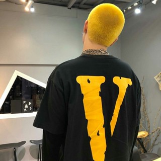 Vlone Limited FOG เสื้อยืดลําลอง แขนสั้น คอวี สะท้อนแสง ทรงหลวม สําหรับผู้ชาย และผู้หญิง