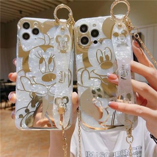 เคสโทรศัพท์มือถือ ลายการ์ตูนมิกกี้ มินนี่เมาส์ พร้อมสายคล้องมือ สําหรับ Apple Iphone 14promax 13 11 12