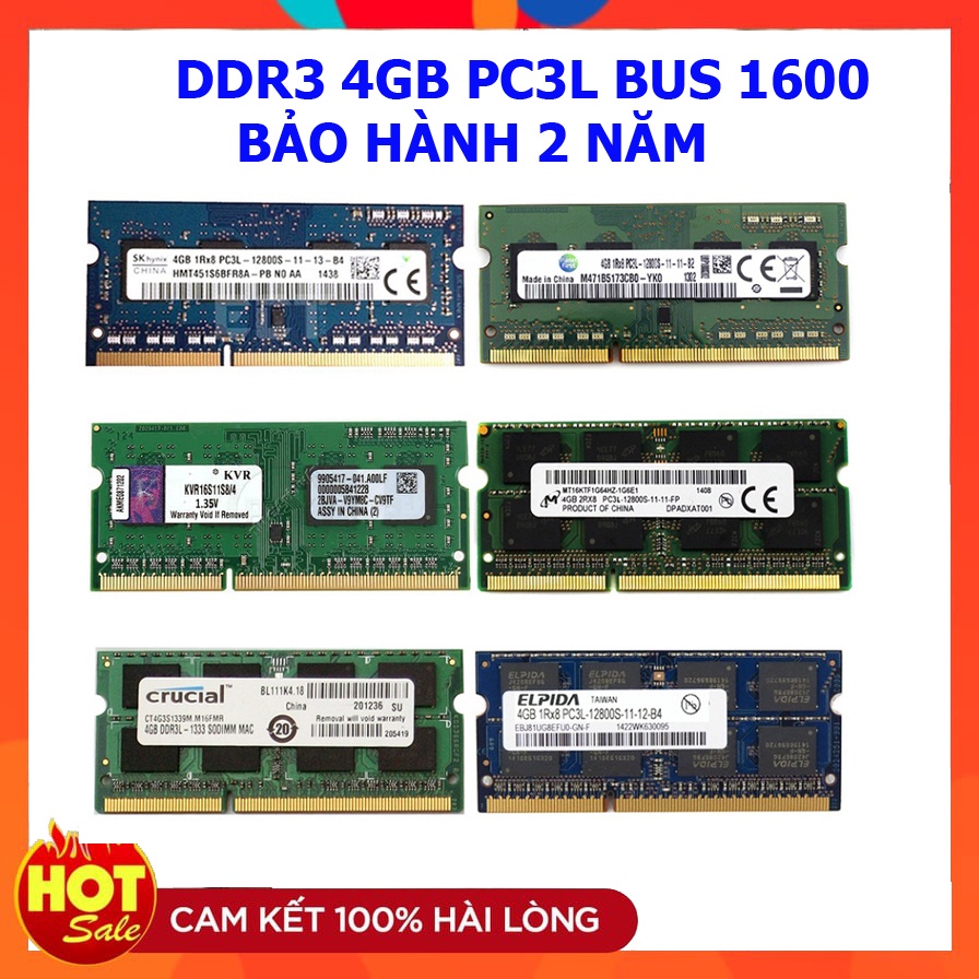 แล็ปท็อป Ram DDR3, DDR3L 2G-4Gb-8Gb Bus 1066/1333/1600 สินค้าถอดประกอบเดิม 36 เดือน