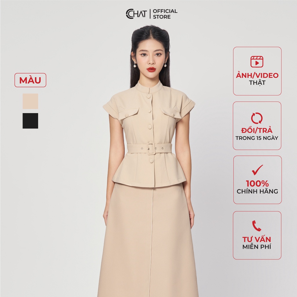 เสื้อผู้หญิง CCHAT ปิดไหล่คอเต่าคุณภาพสูง Tutsi เข็มขัด 13FNS2001OT