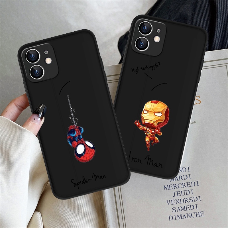 รุ่น Q ของ Spider-Man Matte Soft Case สําหรับ OPPO F19 F17 F15 F11 F9 RENO 2/3/4/5/6/7 Pro 4F 5F F7 