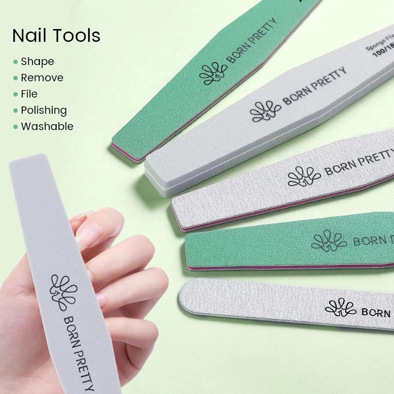 BORN PRETTY ตะไบเล็บ 100/180/240/320 กระดาษทรายกรวดทิ้ง Cuticle Remover บัฟเฟอร์เล็บเครื่องมือ