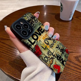 Straight border graffiti trend love leather phone case for iphone 14 Pro Max i14 14Pro 13 Pro Max i13 13pro 11 Pro Max i11 X XR Xs Max 7plus 8plus 12Pro 12 Pro Max Protective cover
