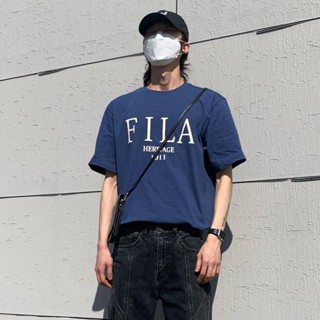 เสื้อยืดแขนสั้น พิมพ์ลายโลโก้ Fila Heritage Serif ทรงหลวม