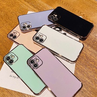 เคสโทรศัพท์ iPhone 11 11 Pro 11 Pro Max 12 12 Pro 12 Pro Max 13 13 Pro 13 Pro Max 14 14 Plus 14 Pro 14 Pro Max เคสโทรศัพท์ TPU ชุบไฟฟ้าเคสโทรศัพท์สีทึบเรียบง่าย