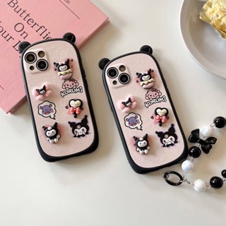 เคสโทรศัพท์มือถือ ลายการ์ตูนคุโรมิ 3d พร้อมสายโซ่คล้อง สําหรับ iphone 12 pro max 11 pro max 14proamx