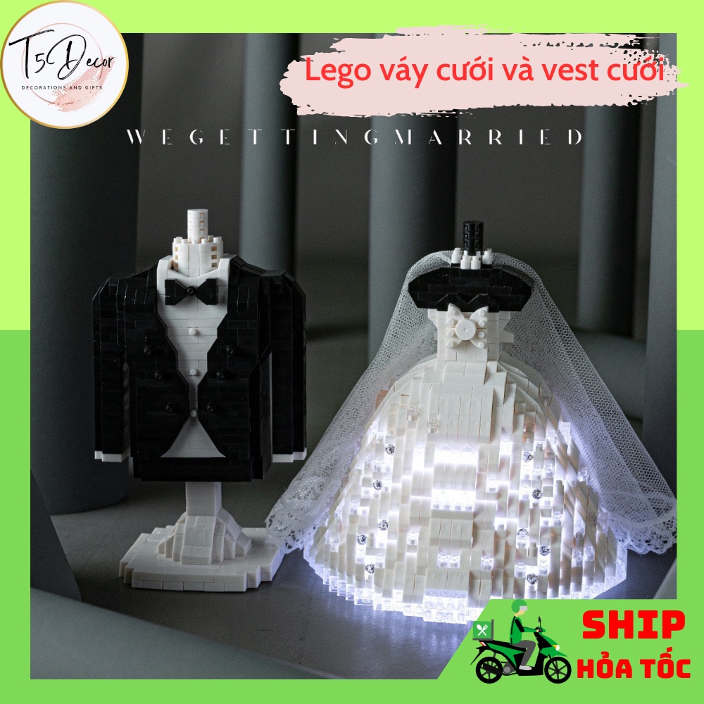 ประกอบชุด WEDDING, VEST พร้อม Led, สําหรับคู่รัก, LEGO TIKTOK