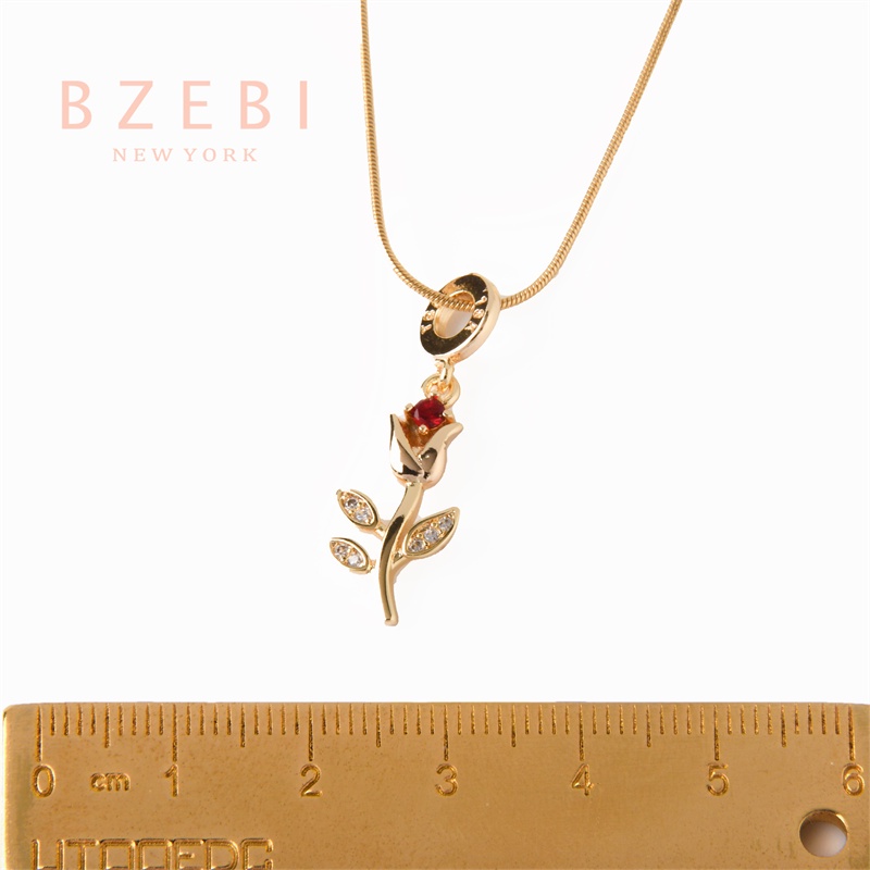BZEBI สร้อยคอ แฟชั่น จี้ ทอง หวาน สีชมพู ทิวลิป เรียบๆจี้ดอกไม้ เครื่องประดับ ปรับได้ สําหรับผู้หญิง 1161n