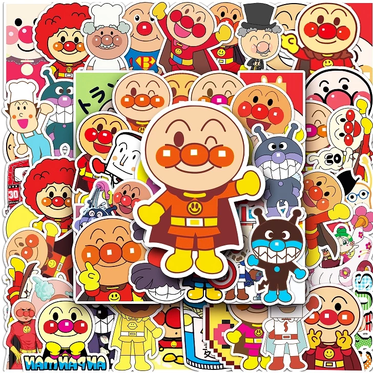 52 ชิ้นตลก Anpanman สติกเกอร์กันน้ํา DIY สําหรับโทรศัพท์แล็ปท็อปรถสติกเกอร์ Creative Home Decal
