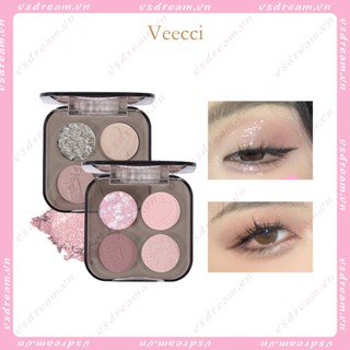 Veecci Veecci Only พาเลทอายแชโดว์ เนื้อแมตต์ กลิตเตอร์ ไข่มุก แวววาว ไฮกลอส สี่สี ของแท้