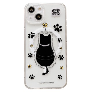 เคสโทรศัพท์มือถือ กันกระแทก ลายการ์ตูนแมวดําน่ารัก สําหรับ iPhone 14Promax 14 13Promax 13 12 11