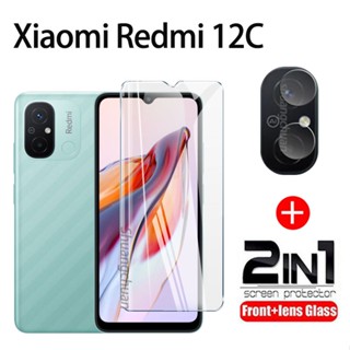 2in1 ฟิล์มกระจกนิรภัยกันรอยหน้าจอ 3D และฟิล์มเลนส์ สําหรับ Redmi 12c