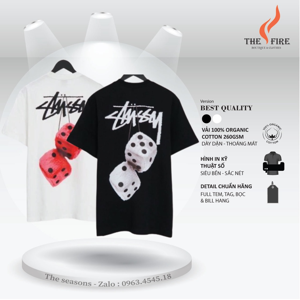 เสื้อยืด Stussy Fuzzi Dice - Stussy Dice 100% Cotton The.Fire